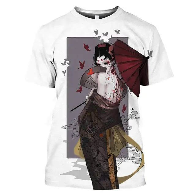 Camisetas  Geishas estampadas japonesa unisex