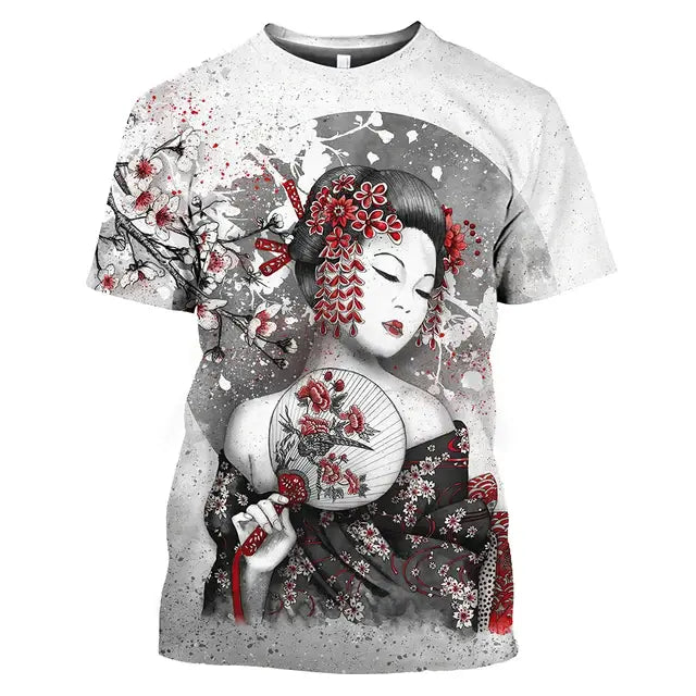 Camisetas  Geishas estampadas japonesa unisex