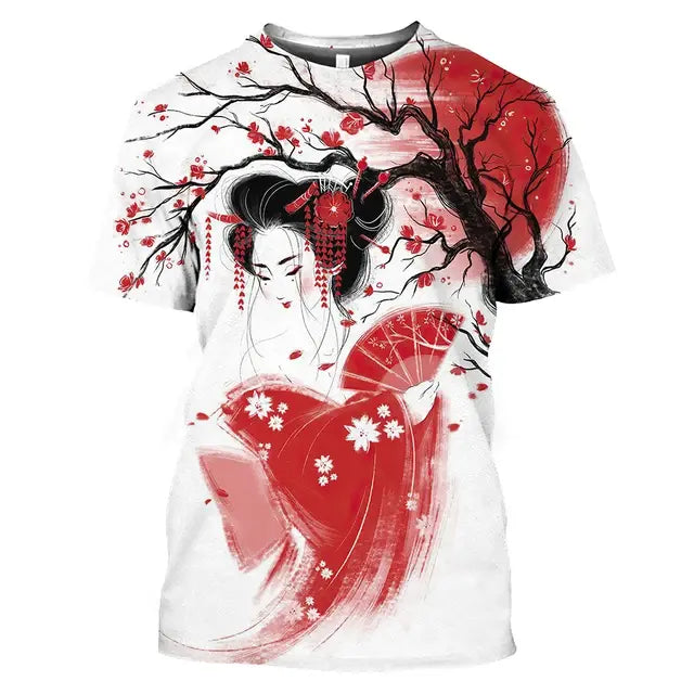 Camisetas  Geishas estampadas japonesa unisex