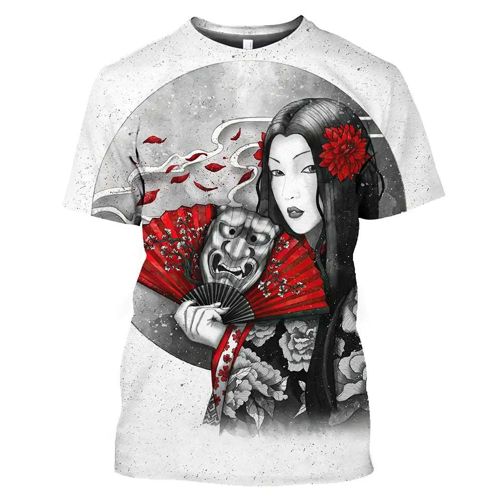 Camisetas  Geishas estampadas japonesa unisex