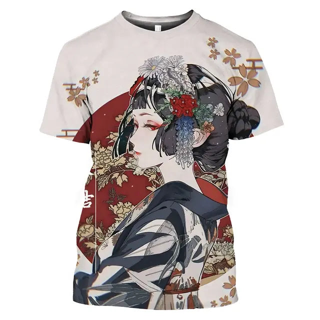 Camisetas  Geishas estampadas japonesa unisex