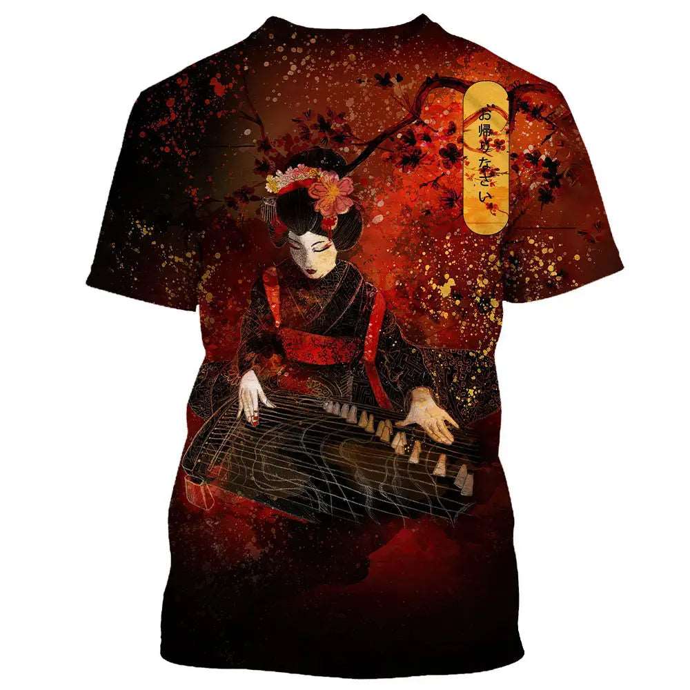 Camisetas  Geishas estampadas japonesa unisex