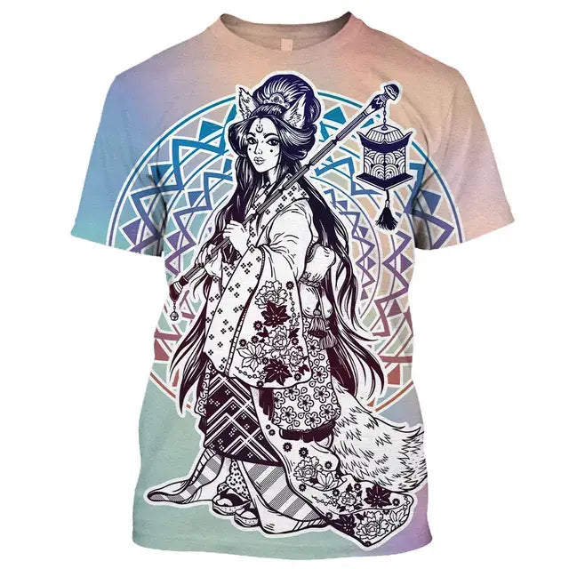 Camisetas  Geishas estampadas japonesa unisex