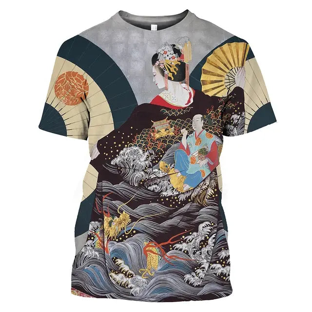 Camisetas  Geishas estampadas japonesa unisex