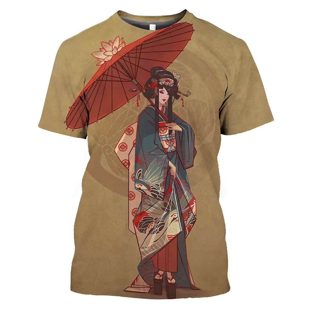 Camisetas  Geishas estampadas japonesa unisex